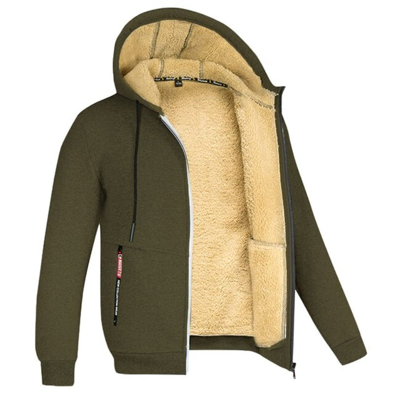 Veste Homme Hiver Élégante et Chaude avec Capuche et Zip