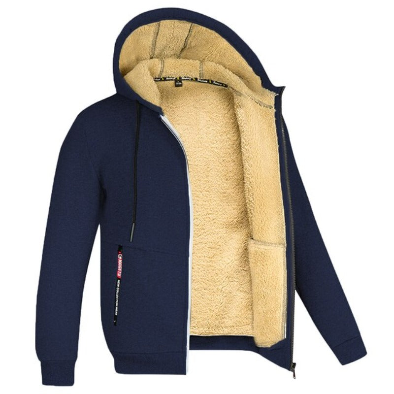 Veste Homme Hiver Élégante et Chaude avec Capuche et Zip