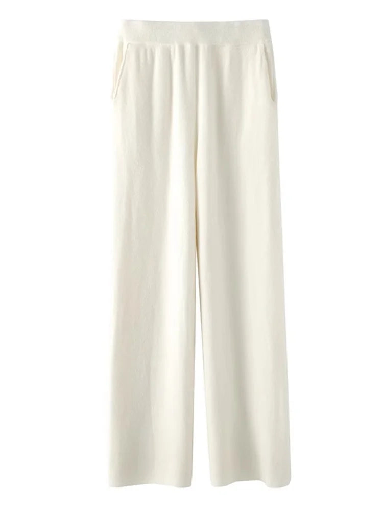 Pantalon Élégant Haut de Gamme à Jambes Larges pour Femme
