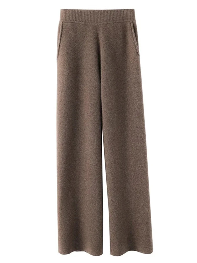 Pantalon Élégant Haut de Gamme à Jambes Larges pour Femme