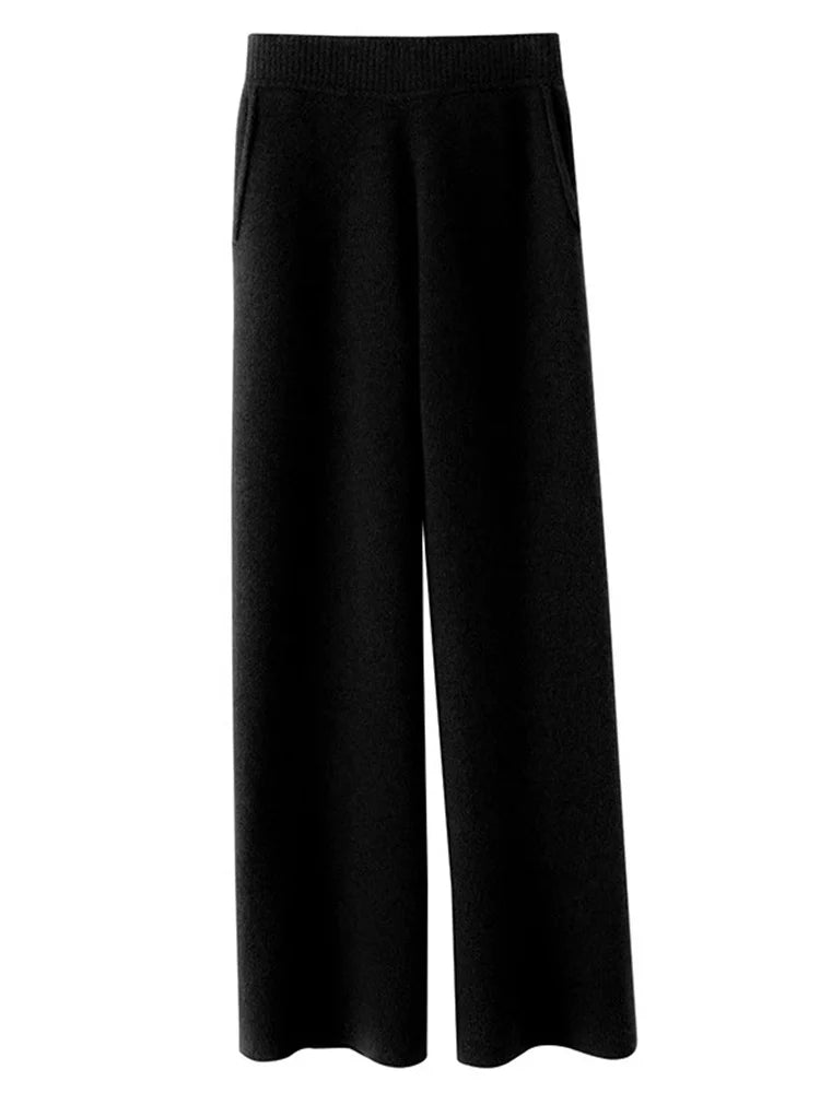 Pantalon Élégant Haut de Gamme à Jambes Larges pour Femme