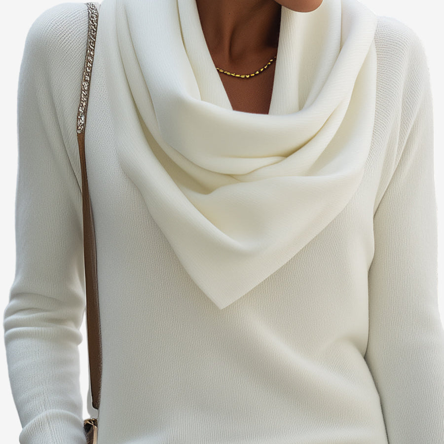 Pull Femme Col Drapé Doux Confortable Quotidien