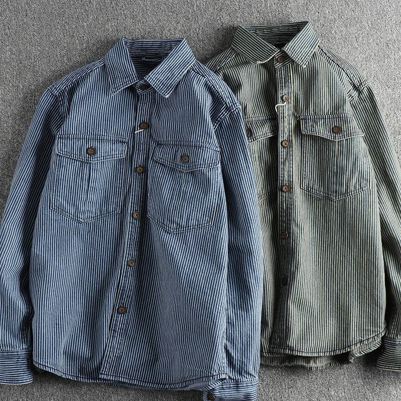 Chemise Denim Homme Vintage Style Décontracté