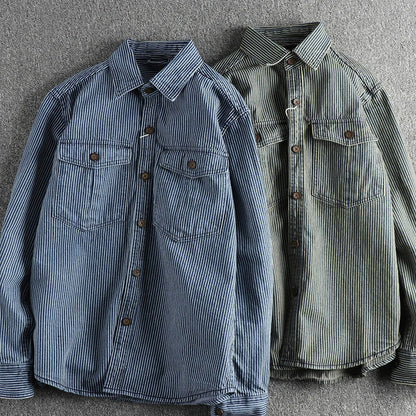 Chemise Denim Homme Vintage Style Décontracté
