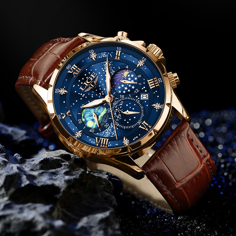Montre Homme Élégante Cuir Brun