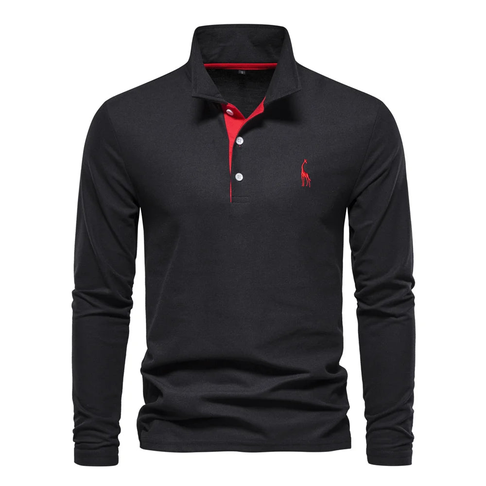 Polo homme pull à manches longues confortable
