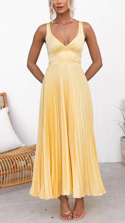 Robe Plissée Été Longue pour Femme - Élégante et Confortable
