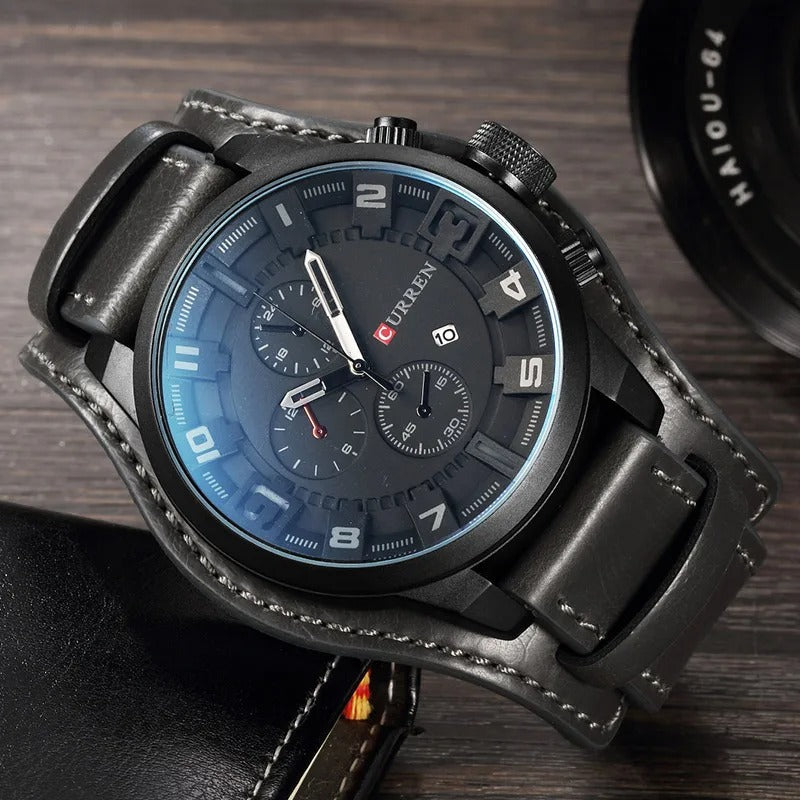 Montre Chronographe Homme Cuir Élégant