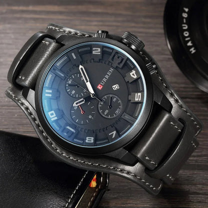 Montre Chronographe Homme Cuir Élégant