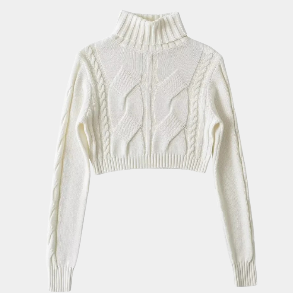 DONNA - Pull Crop Col Roulé Elégant pour Femmes