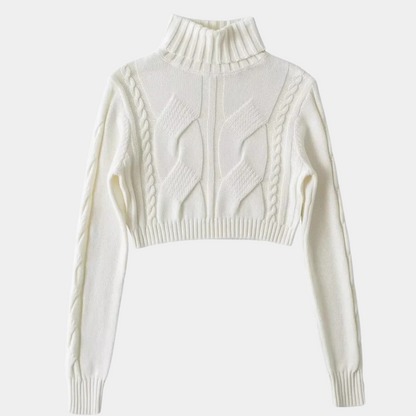 DONNA - Pull Crop Col Roulé Elégant pour Femmes