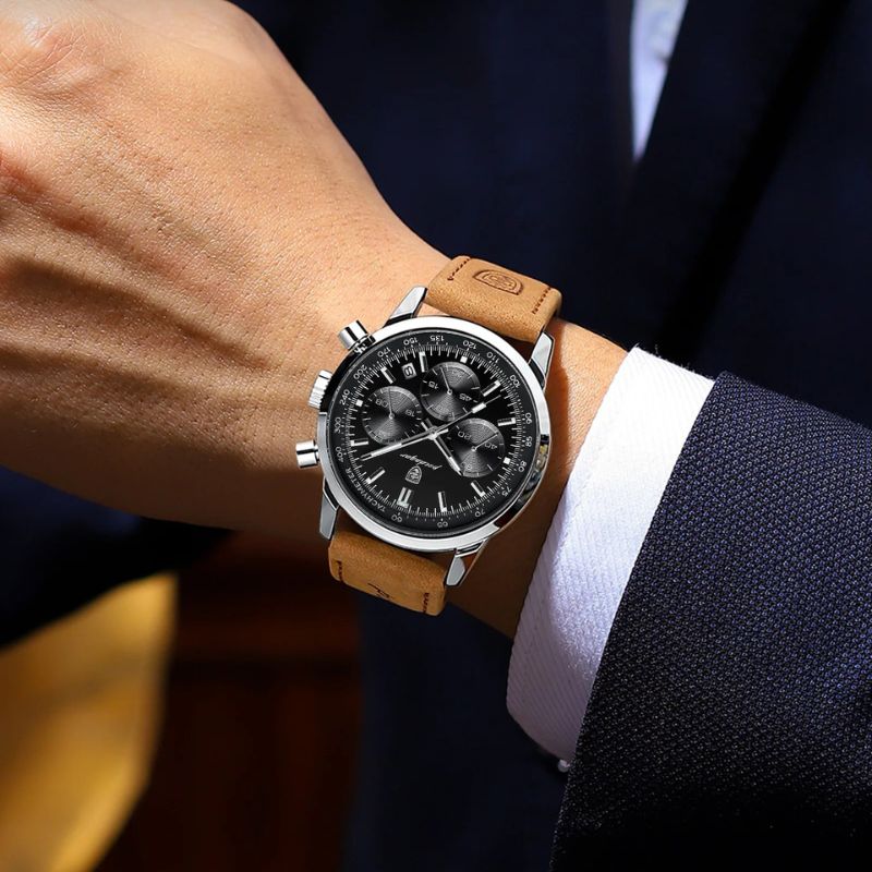 Montre Homme Chronographe Classique Cuir