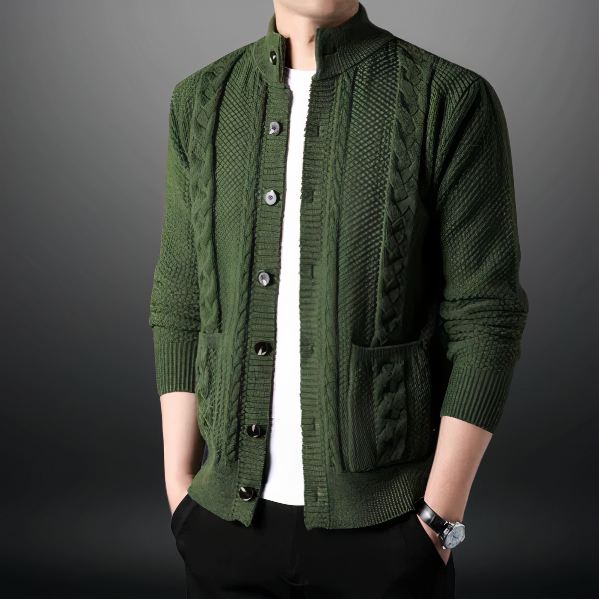 Gilet Homme Maille Gris Foncé Élégant
