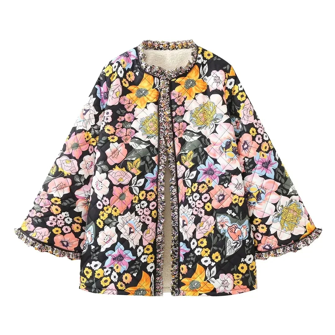 Manteau Hiver Floral Élégant pour Femme - PanierRoyale