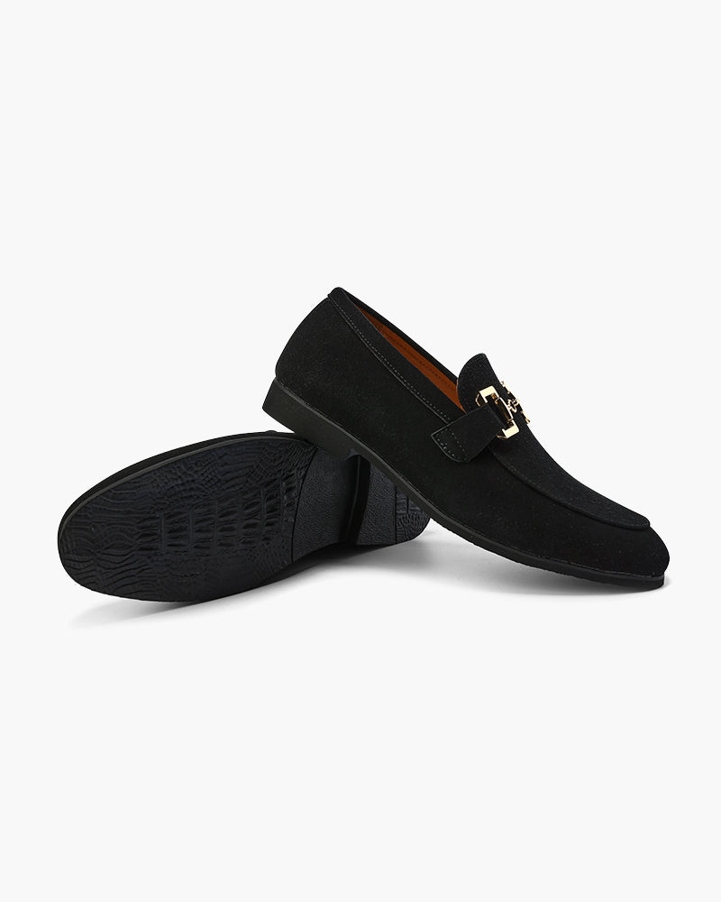 Loafer Homme Cuir Velours Élégant avec Détail Métal
