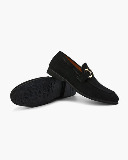Loafer Homme Cuir Velours Élégant avec Détail Métal