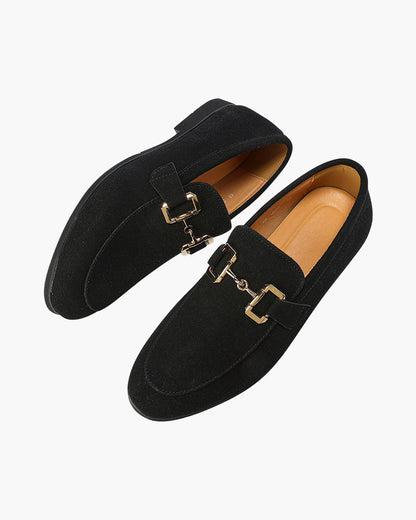 Loafer Homme Cuir Velours Élégant avec Détail Métal