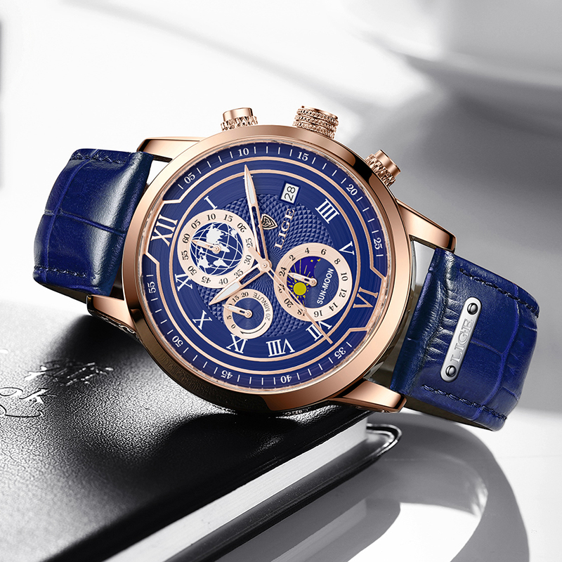 Montre Chronographe Cuir Homme Élégante
