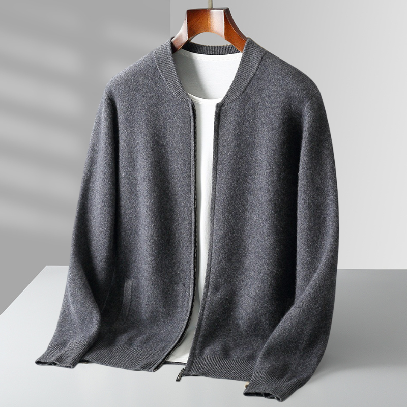 Cardigan Homme Laine Chaud et Élégant avec Fermeture Éclair