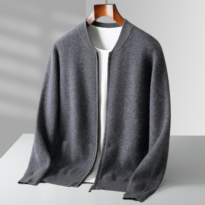 Cardigan Homme Laine Chaud et Élégant avec Fermeture Éclair