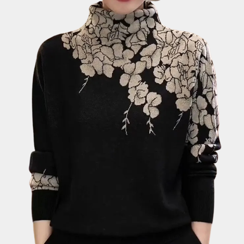 Pull Femme Col Roulé Floral Chic