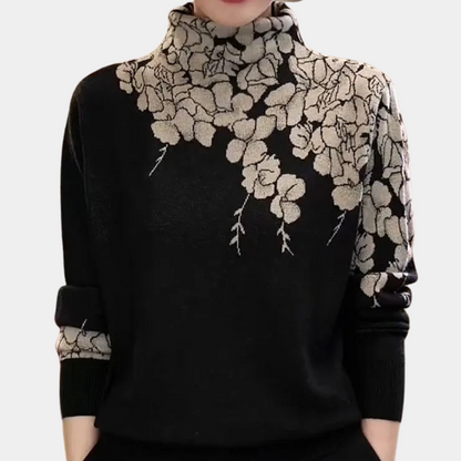 Pull Femme Col Roulé Floral Chic