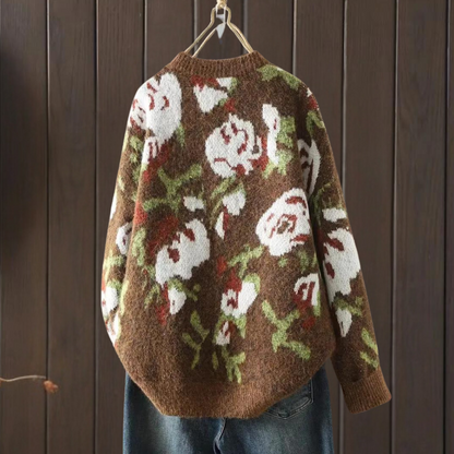 KAIA - Pull Tricoté Fleuri Elégant pour Femmes