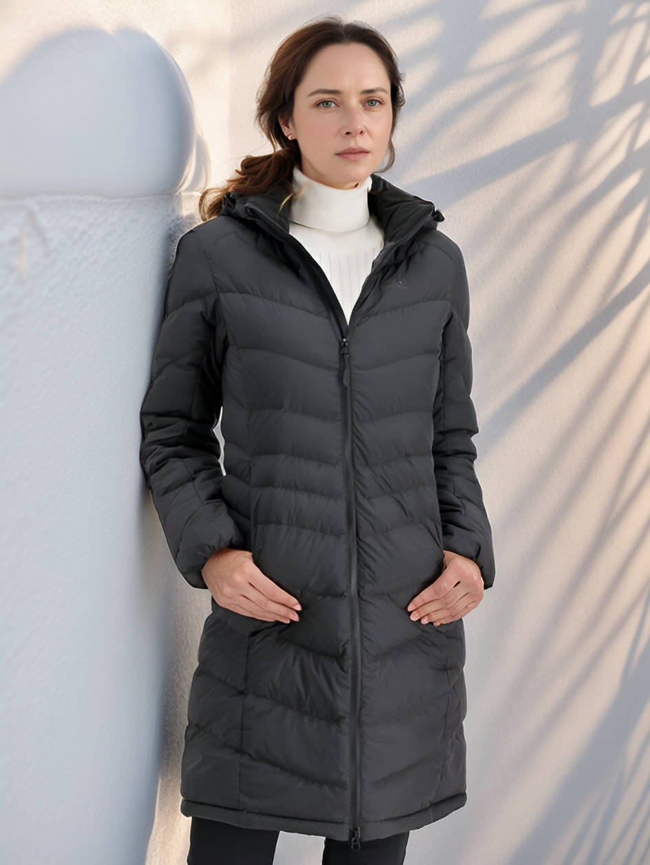 Manteau femme hiver noir capuche amovible - PanierRoyale