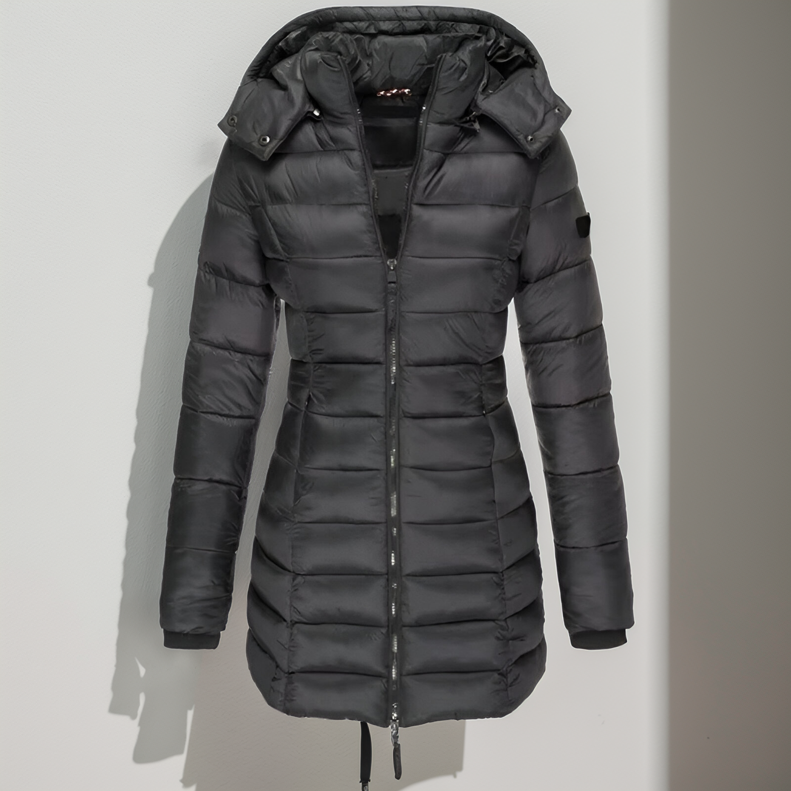 Parka femme hiver noir avec capuche amovible - PanierRoyale