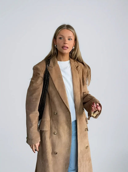 Trenchcoat en Suede Élégant pour Femme - BerlinGlamour