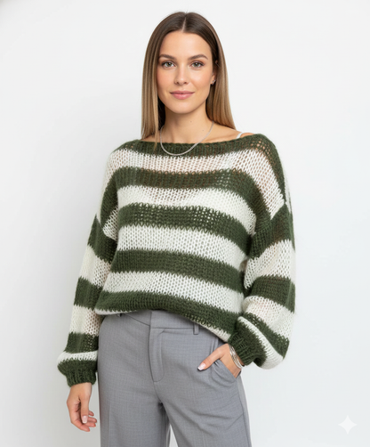 Pull Femme Rayé Grande Taille – Col Rond Confortable