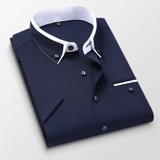 Chemise Homme Bleu Ciel avec Contraste Élégant