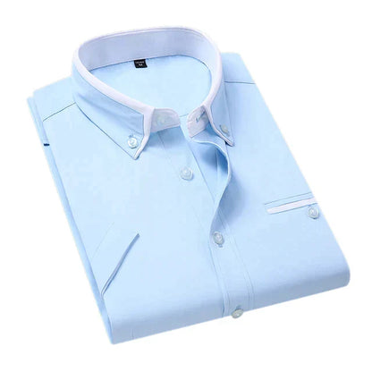 Chemise Homme Bleu Ciel avec Contraste Élégant - PanierRoyale