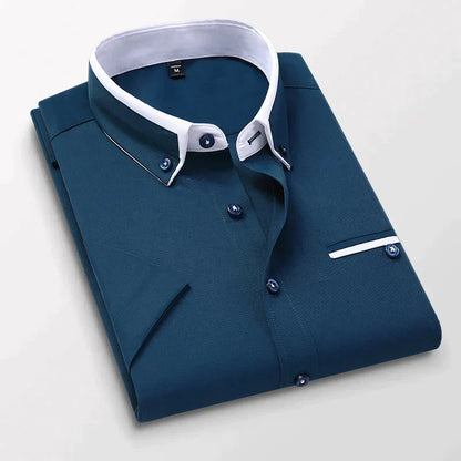 Chemise Homme Bleu Ciel avec Contraste Élégant