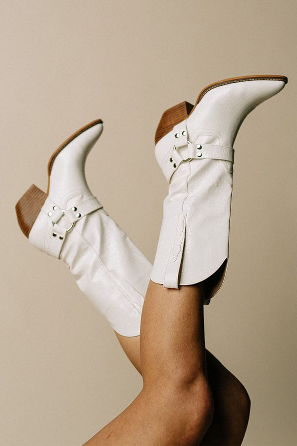 Bottines Femmes Western à Talons Hauts en Cuir Imprimé