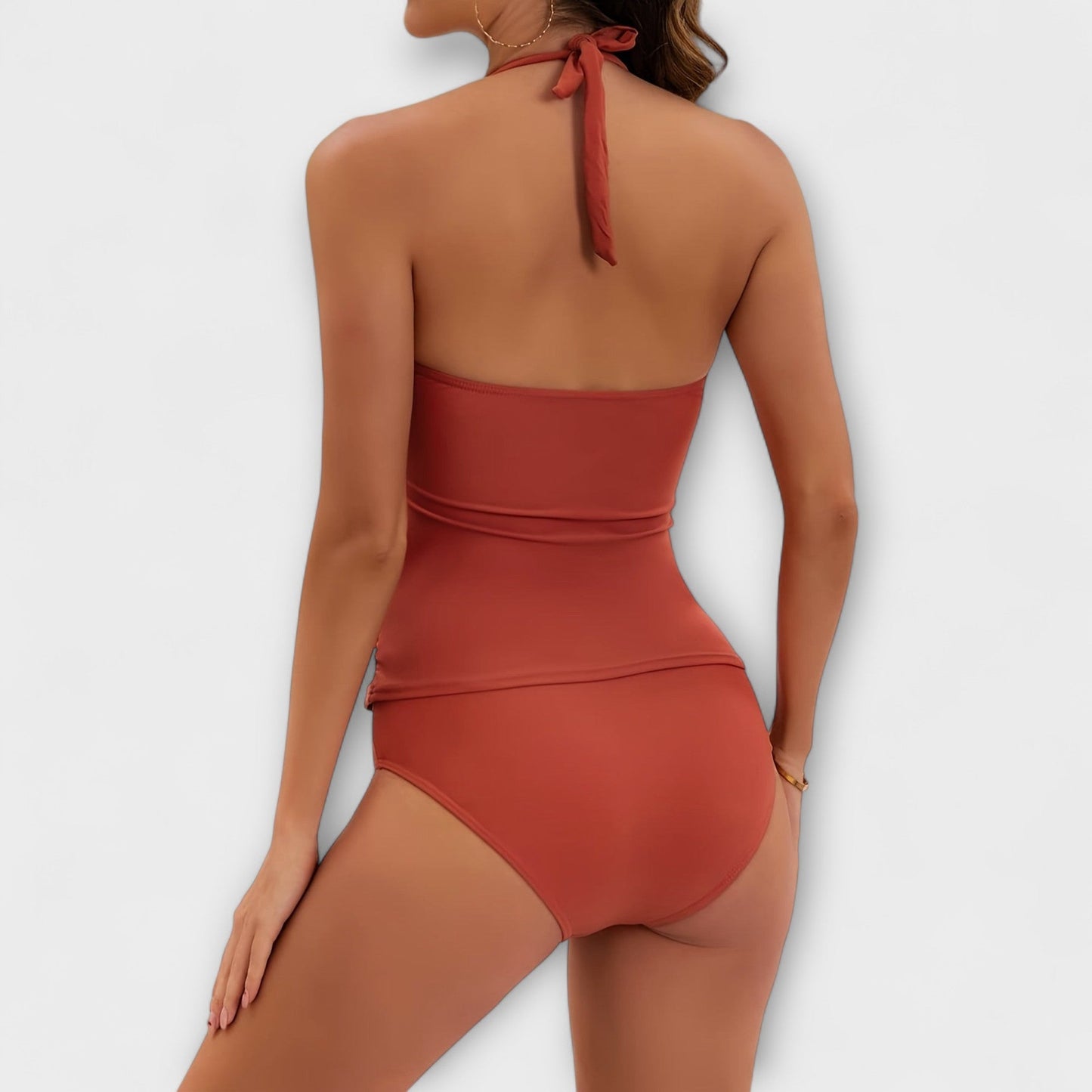 Maillot de bain une pièce Femme Col en V Halter Froncé