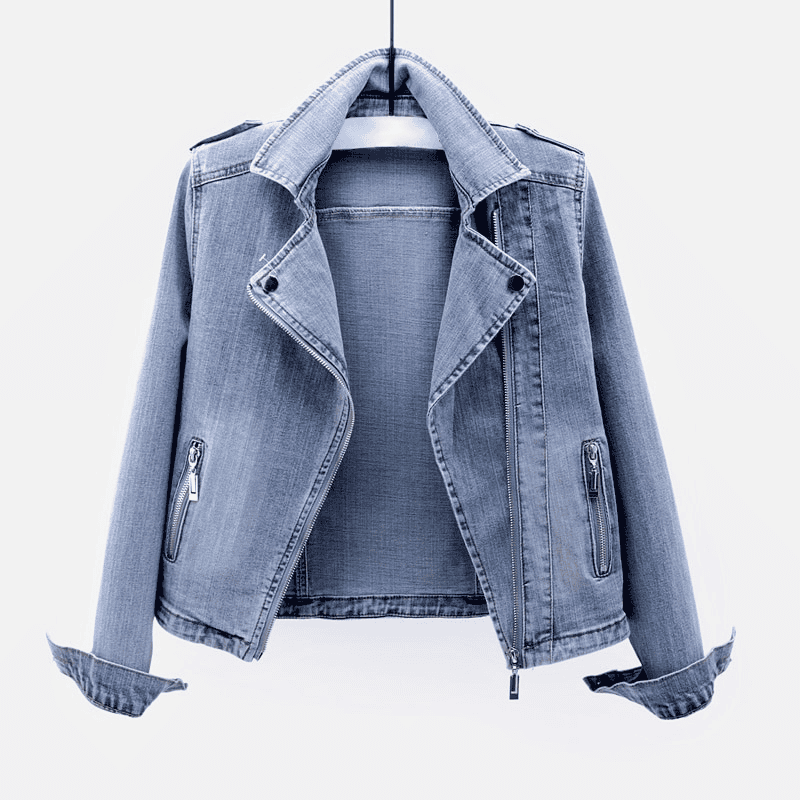 Veste Jean Slim Manches Longues Femme Élégante - PanierRoyale