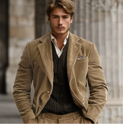 Veste en Velours Doux Beige pour Homme