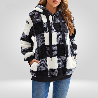 Sweat à capuche femme rayé marine blanc