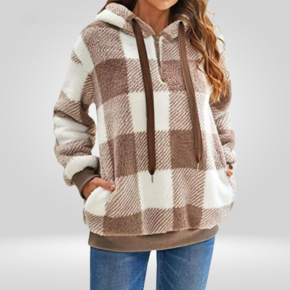 Sweat à capuche femme rayé marine blanc