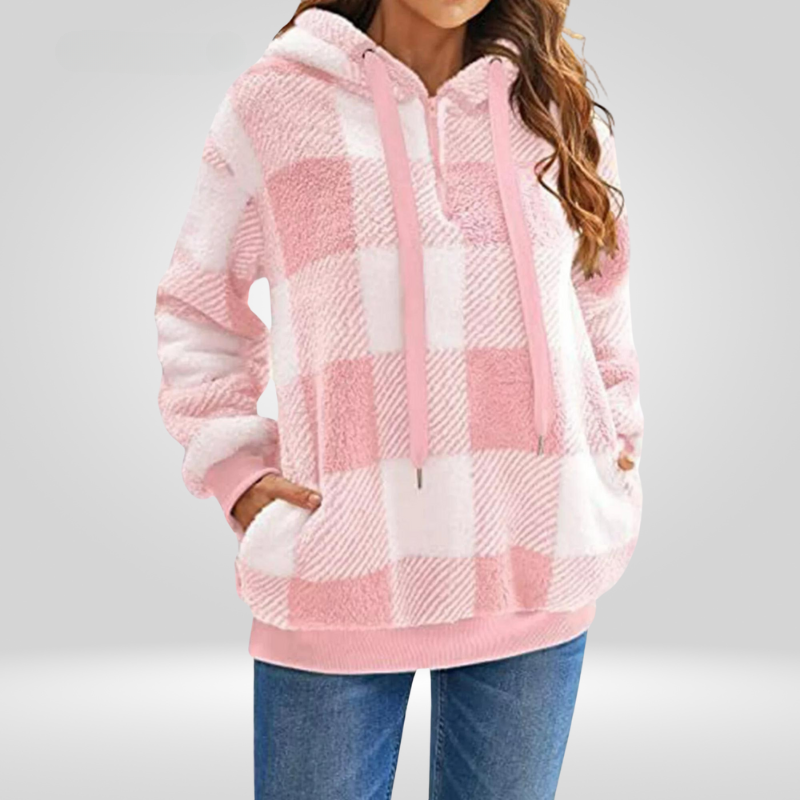 Sweat à capuche femme rayé marine blanc