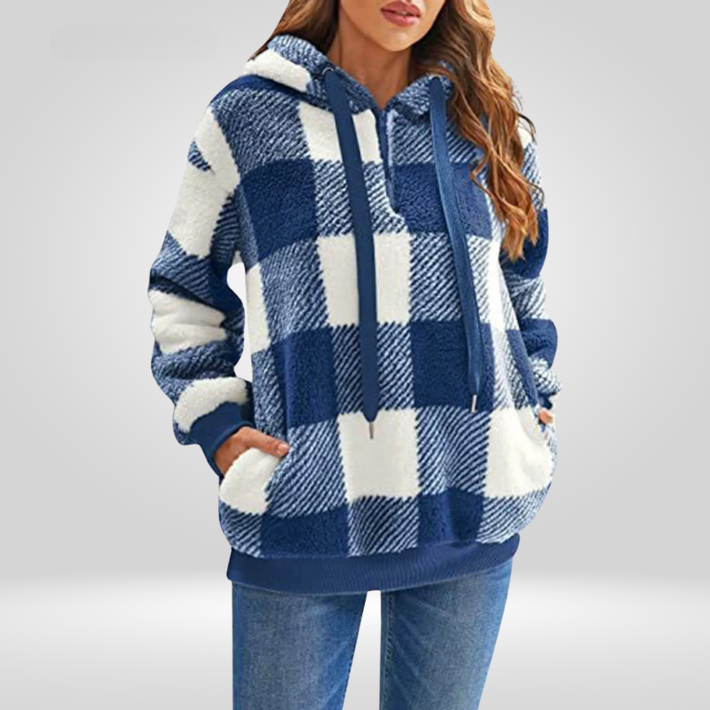 Sweat à capuche femme rayé marine blanc - PanierRoyale