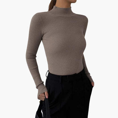 Pull Femme Col Montant Manches Longues Chaud