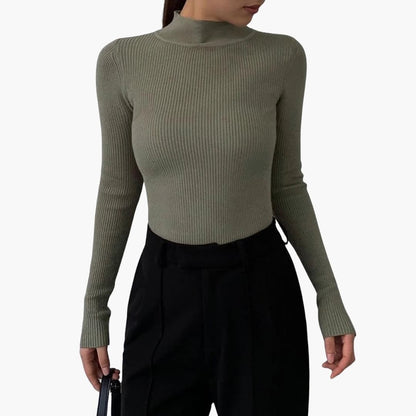 Pull Femme Col Montant Manches Longues Chaud
