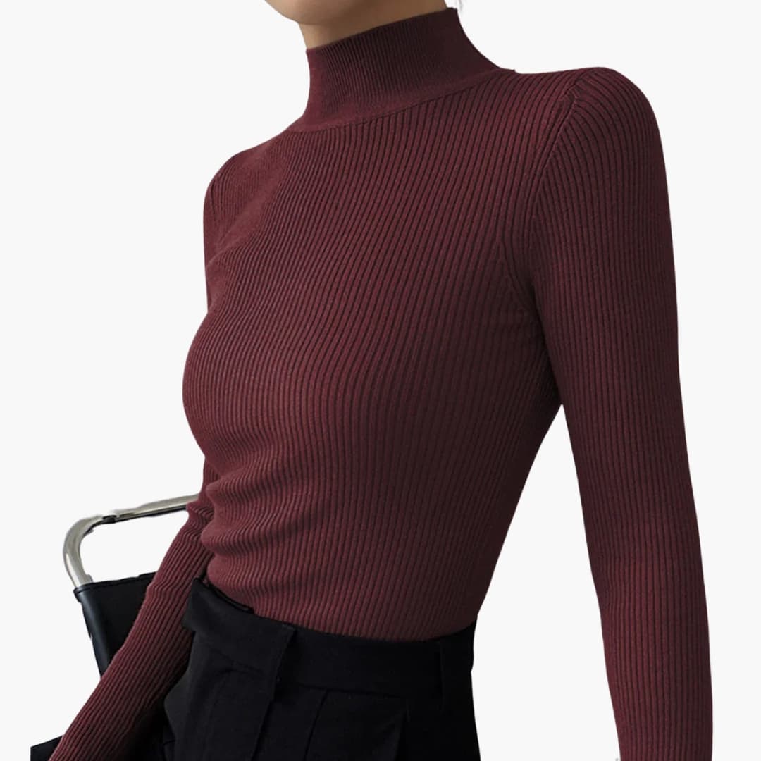 Pull Femme Col Montant Manches Longues Chaud