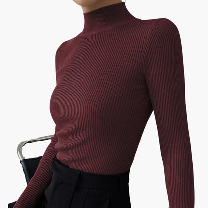 Pull Femme Col Montant Manches Longues Chaud