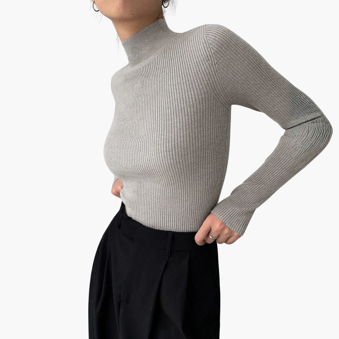 Pull Femme Col Montant Manches Longues Chaud