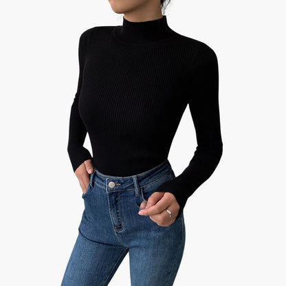 Pull Femme Col Montant Manches Longues Chaud
