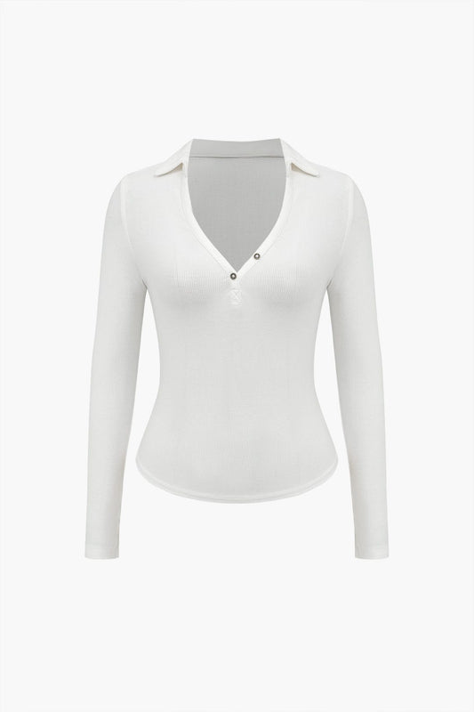 Chemise Polo Homme Col V Élégant à Manches Longues - BerlinGlamour