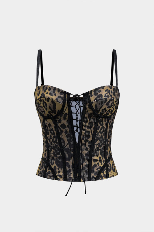 Corset Top Leopard Imprimé avec Lacets - BerlinGlamour